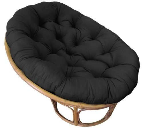 Cotton Craft - Papasan - Black - Overstuffed Chair Cushion - Sink into our Really Thick and Super Comfortable Papasan Cushion - Pure 100% Cotton duck fabric - Perfect fit for your dorm, den or just about anywhere you want to be comfy and pampered - Fits S