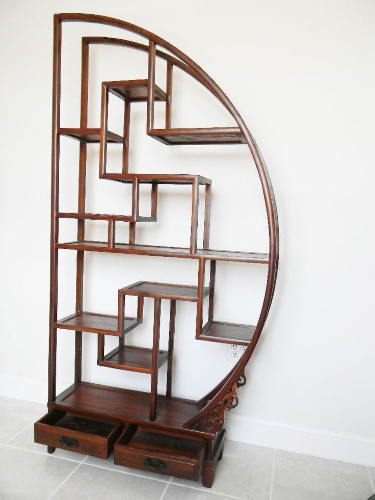 Half Moon Chinese bookcase 1 pc H: 75in W: 38 in D: 9.5 in