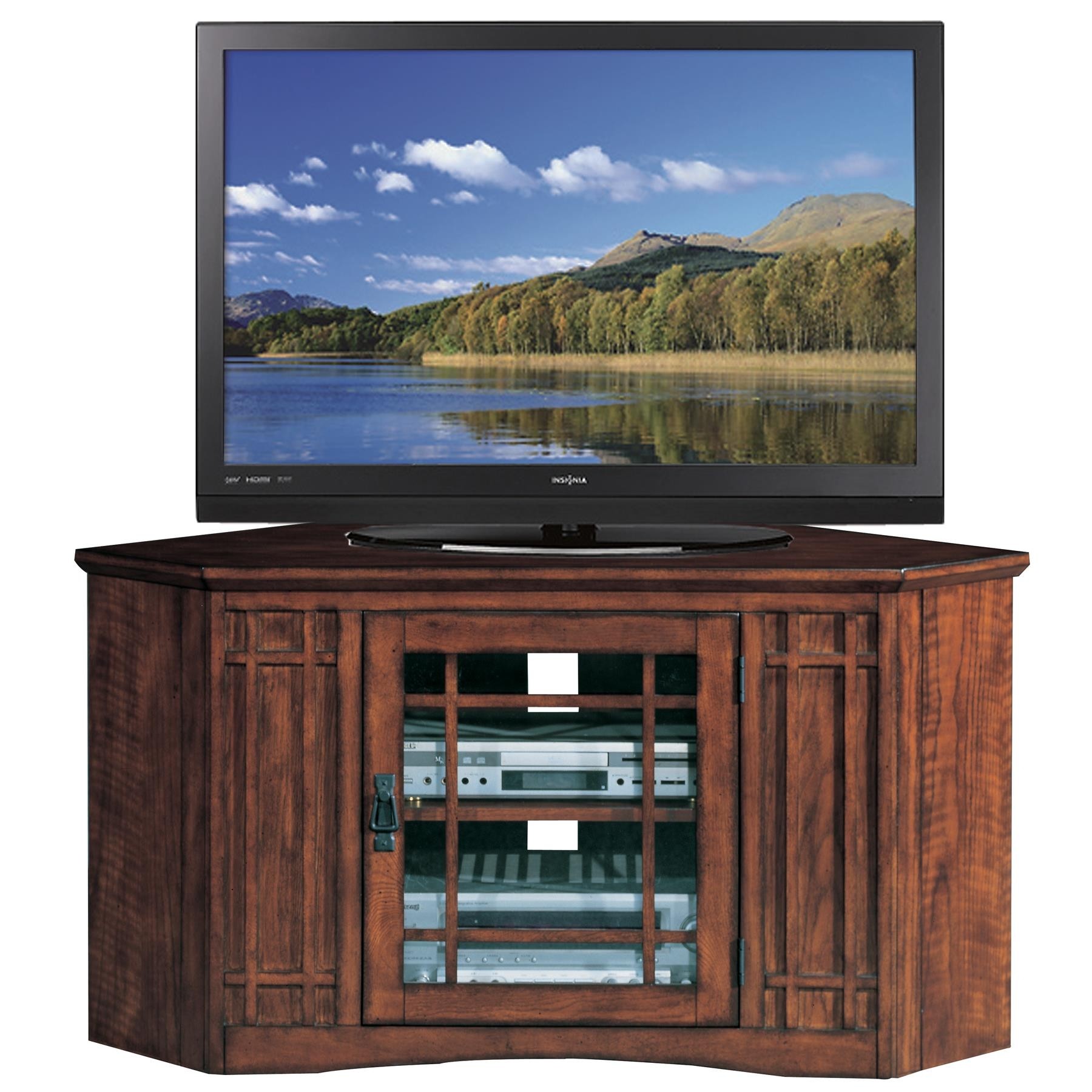 Leick Riley Holliday Mission Corner TV Stand with Storage, 46-Inch, Oak