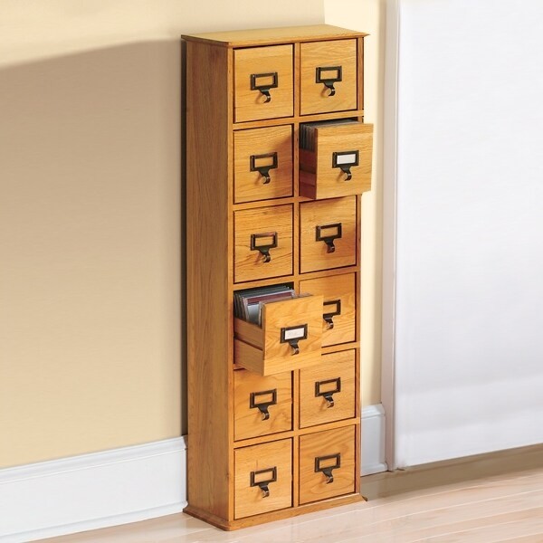 Leslie Dame CD-228 Solid Oak Library File Media Cabinet, Oak