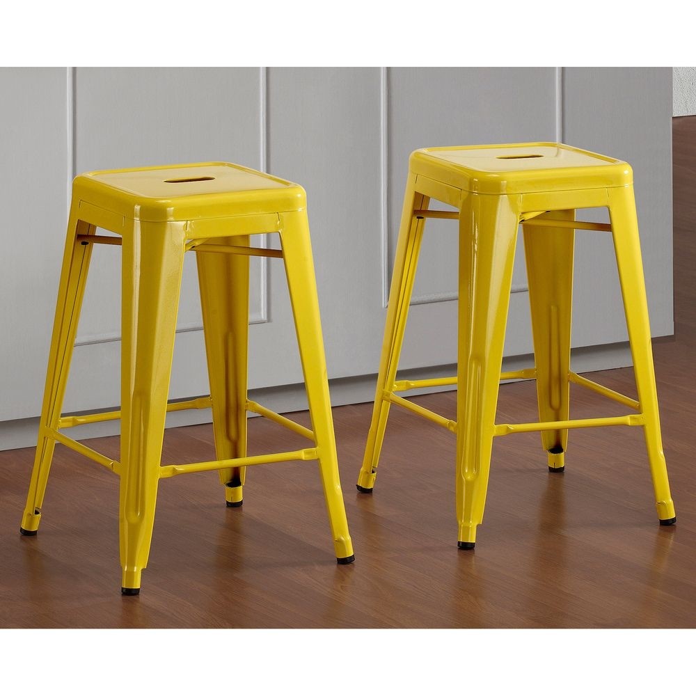 Tabouret 24-inch Lemon Metal Counter Stools (Set of 2)