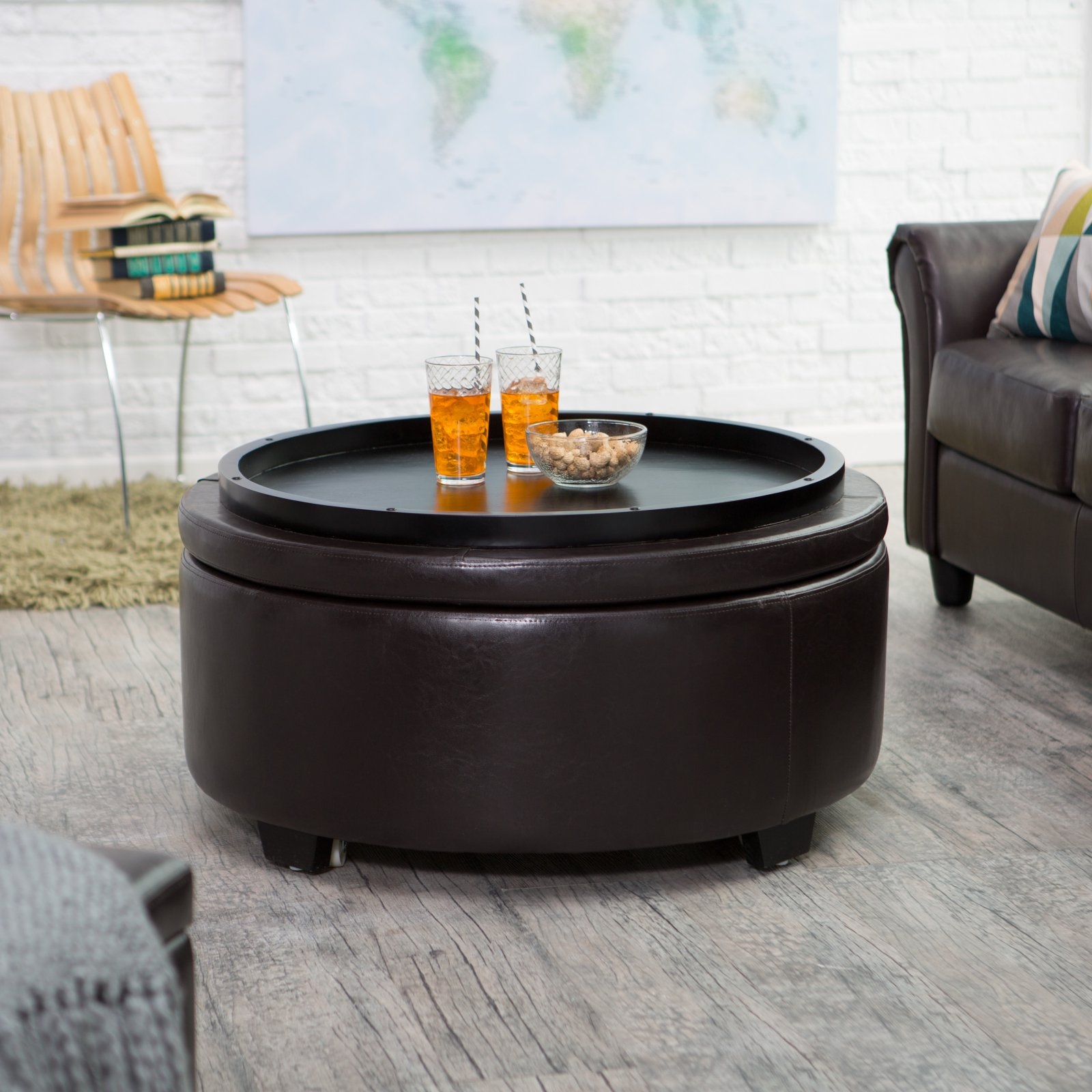 Belham Living Corbett Coffee Table Storage Ottoman - Round
