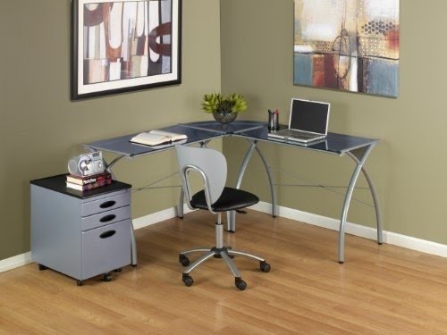 Calico Designs Jameson LS Work center in Silver with Blue Glass 50310