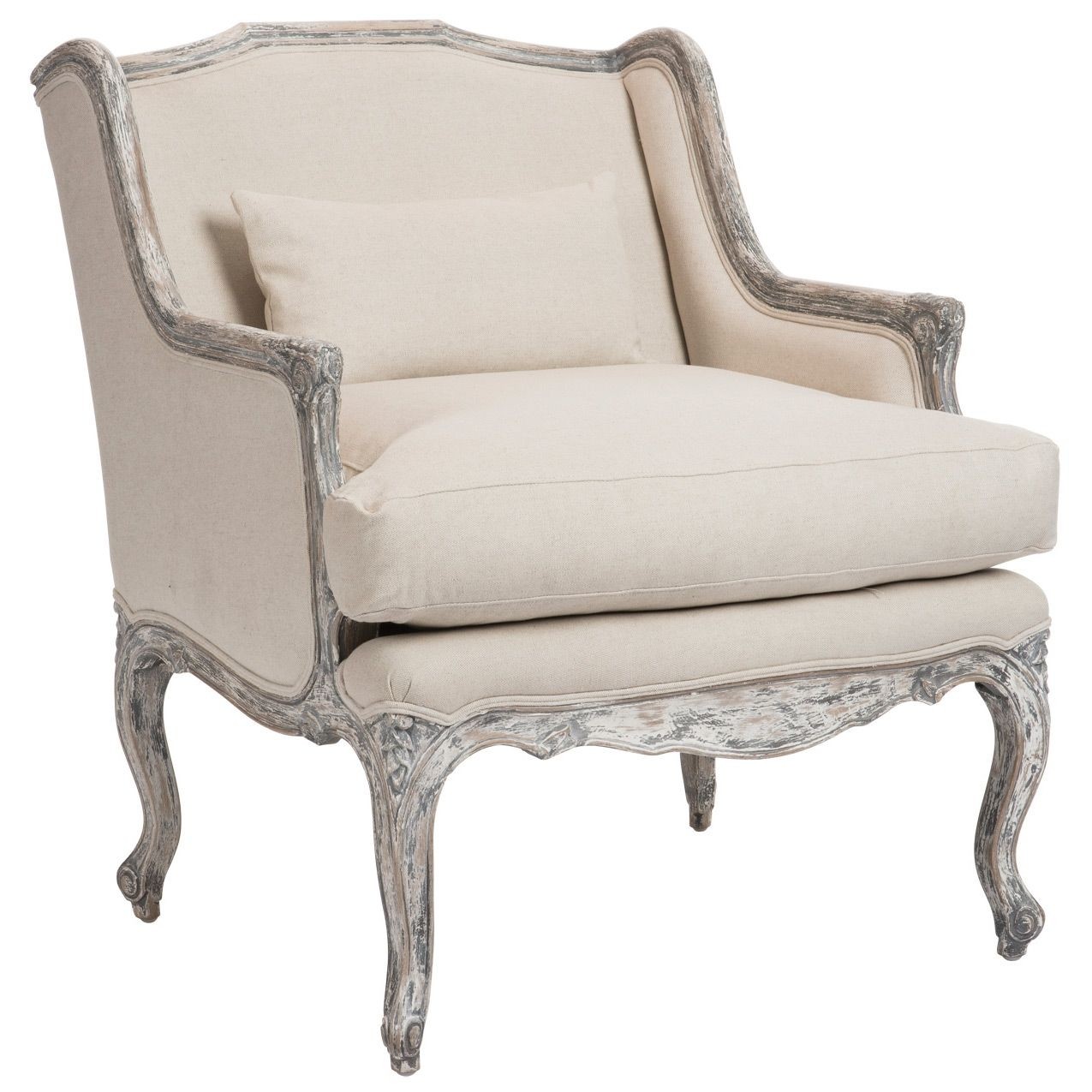 Elliott French Country Barnwood Gray Wing Back Salon Chair