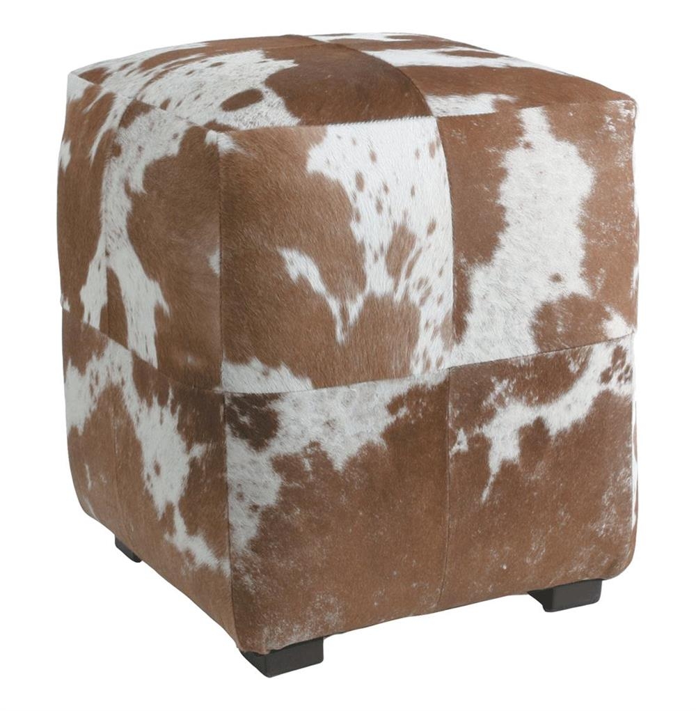 Otto Brown White Hair on Hide Modern Rustic Ottoman