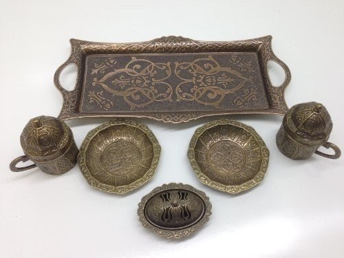 Ottoman Style Turkish Coffee, Espresso Copper Set of 2