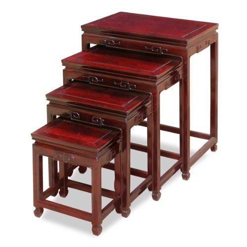 Rosewood Ming Nesting Tables - Dark Cherry