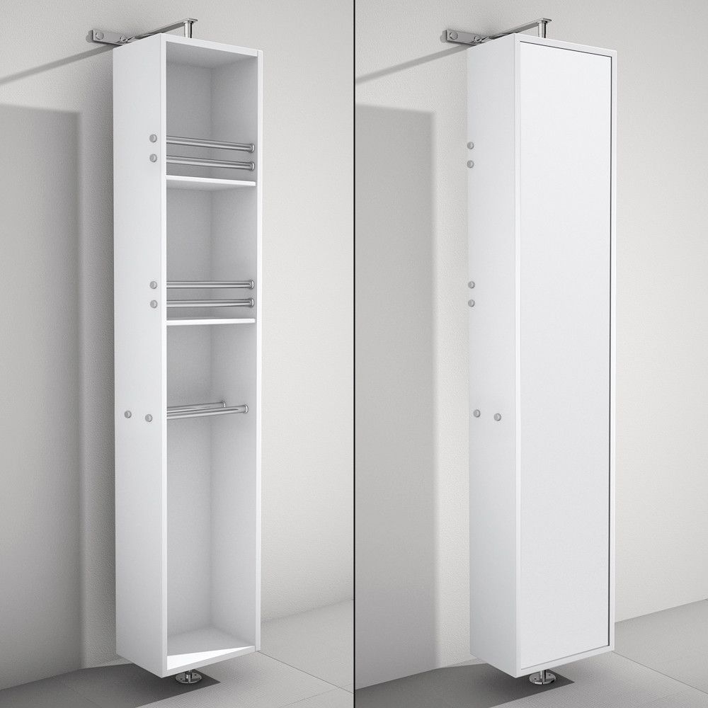 April Linen Tower & 360 Degree Rotating Floor Cabinet with Full-Length Mirror in White
