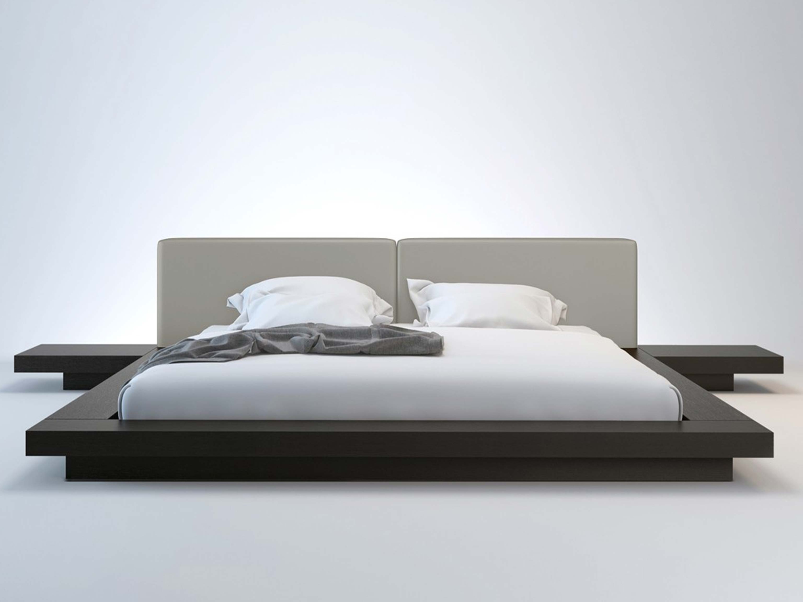 Worth Bed California King/Wenge & Warm Gray Leather