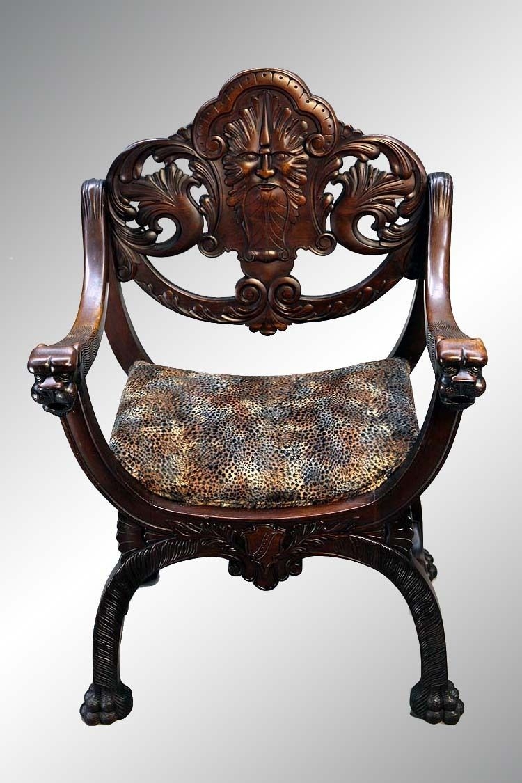 Carved mahogany arm chair
