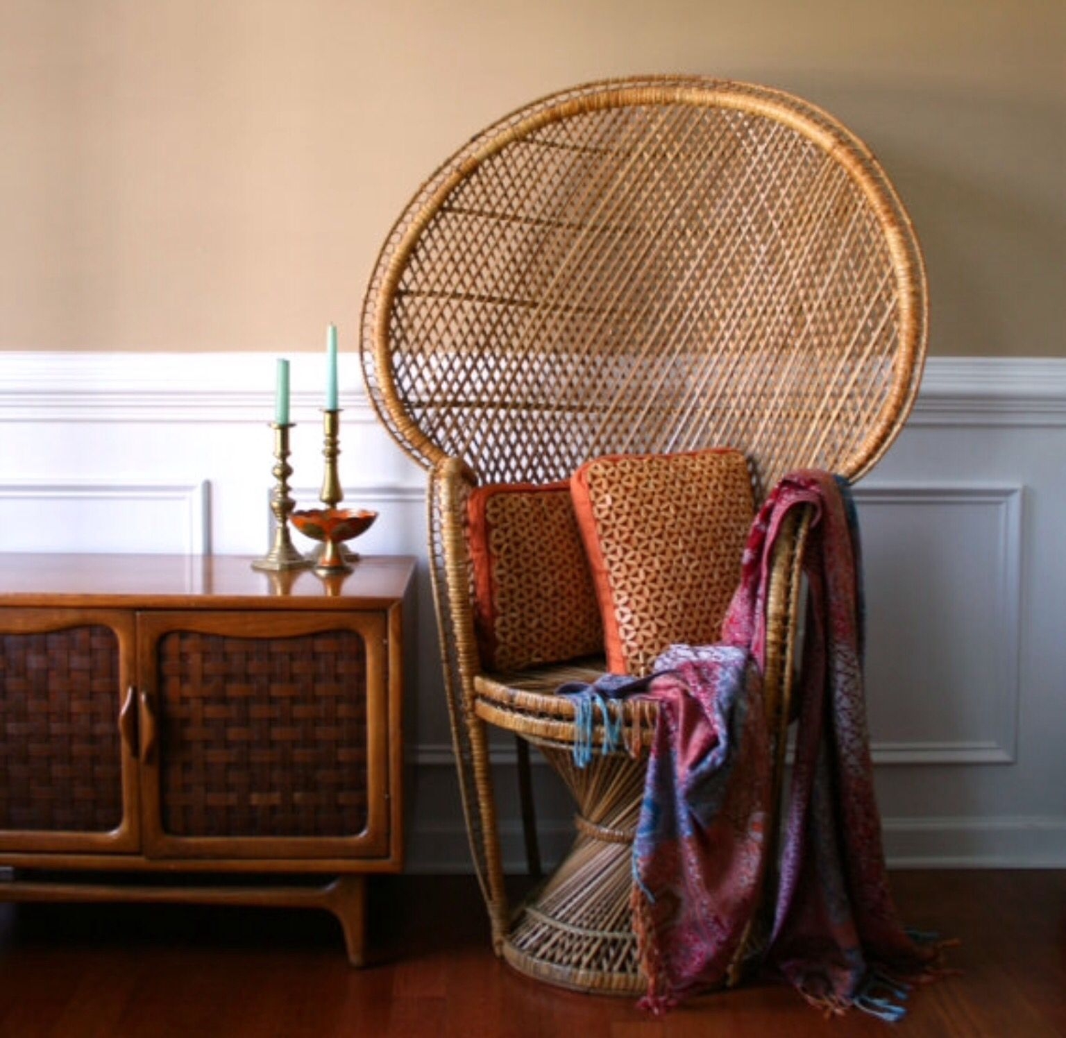 Chinoiserie peacock chair high fan back