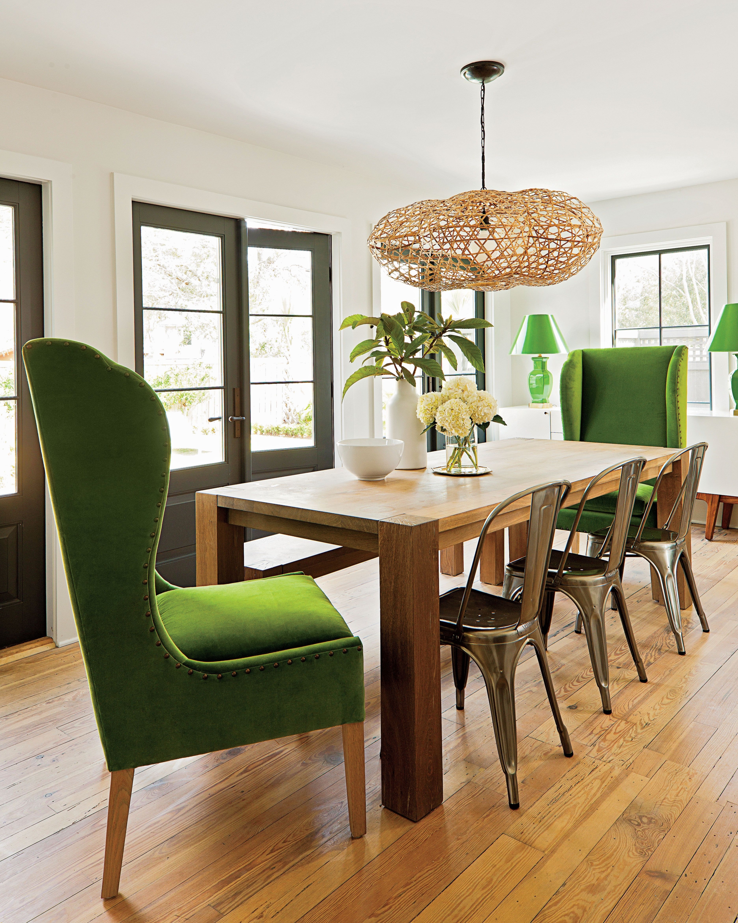 Green velvet chair 1