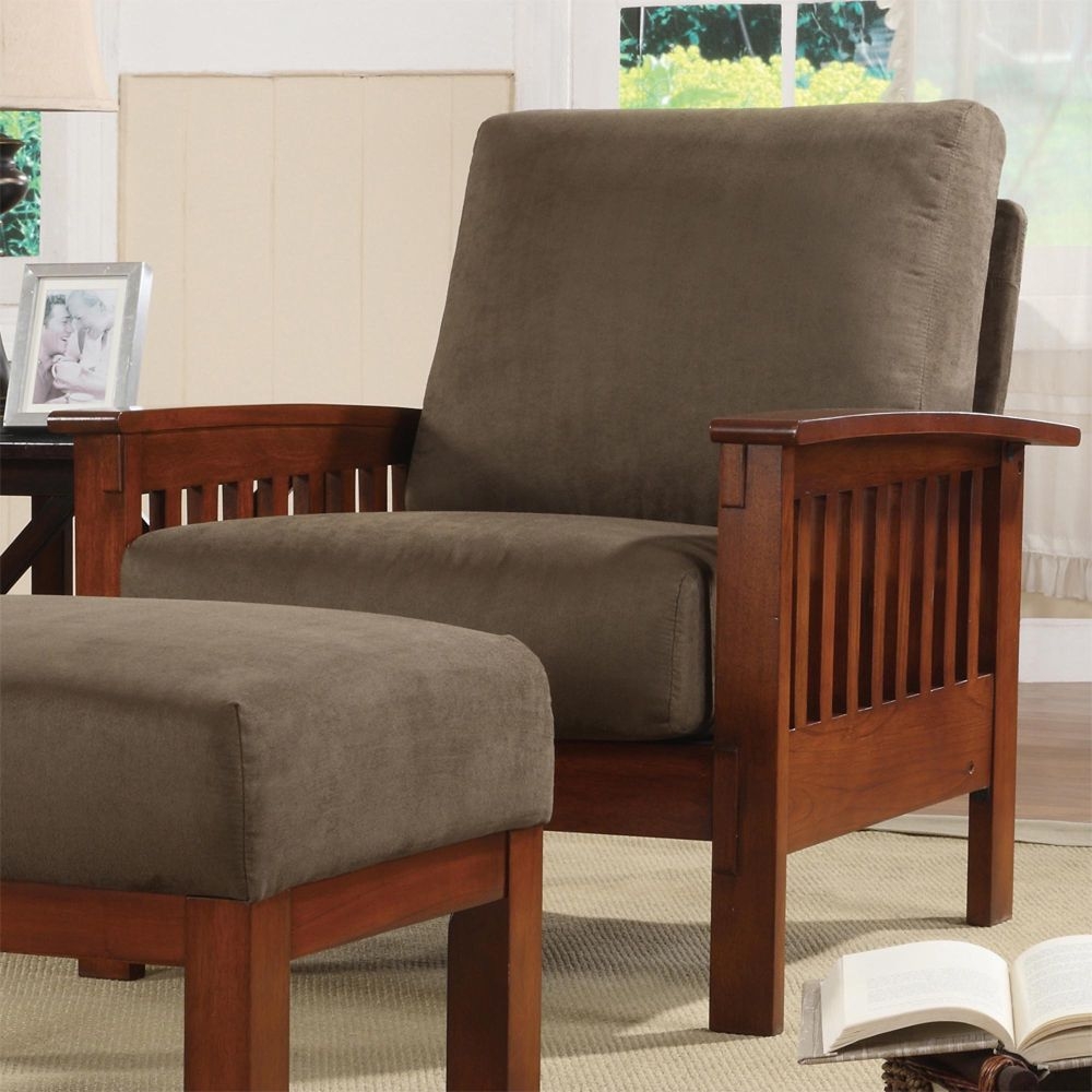 Hills mission style oak and olive microfiber accent chair