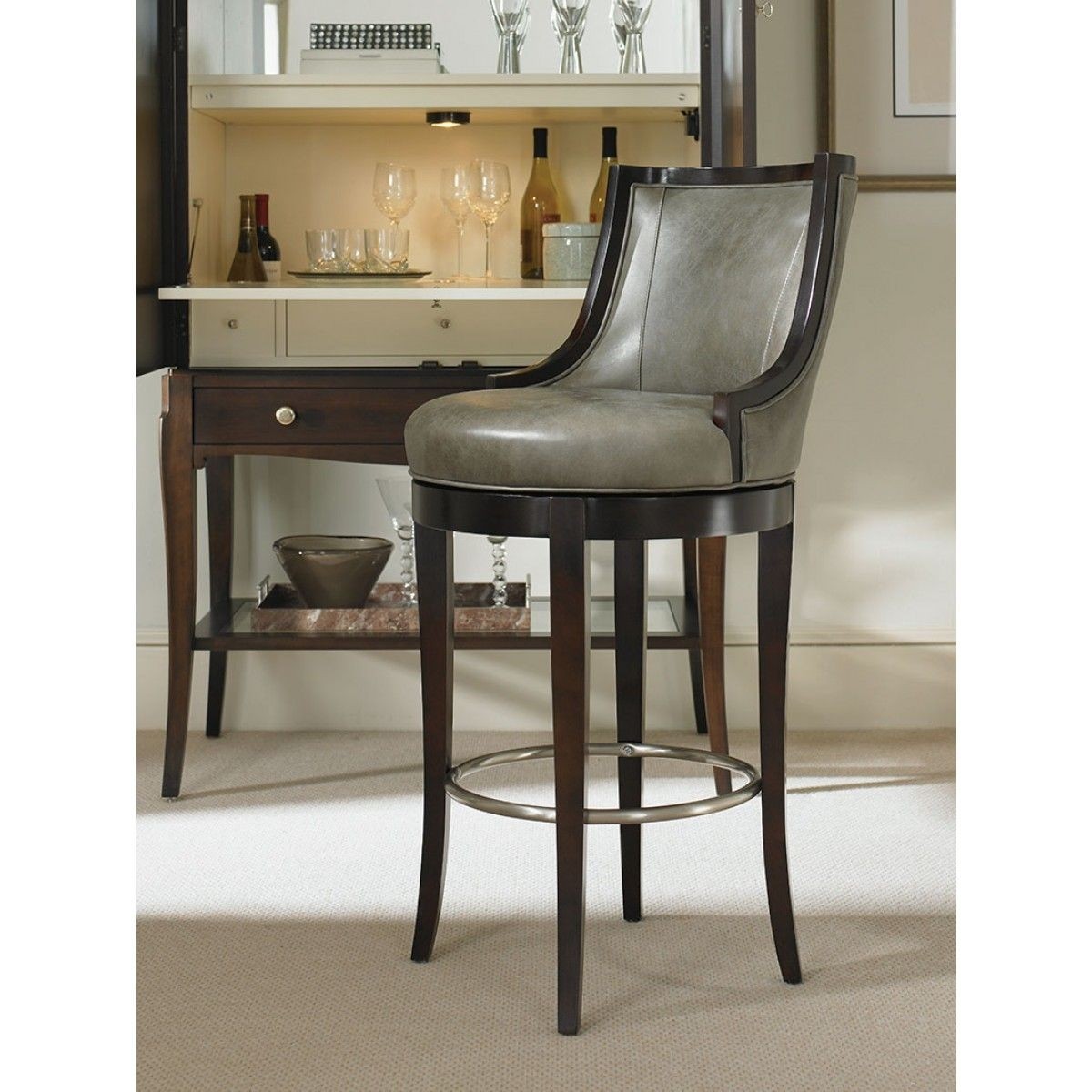 Leather bar stools with arms