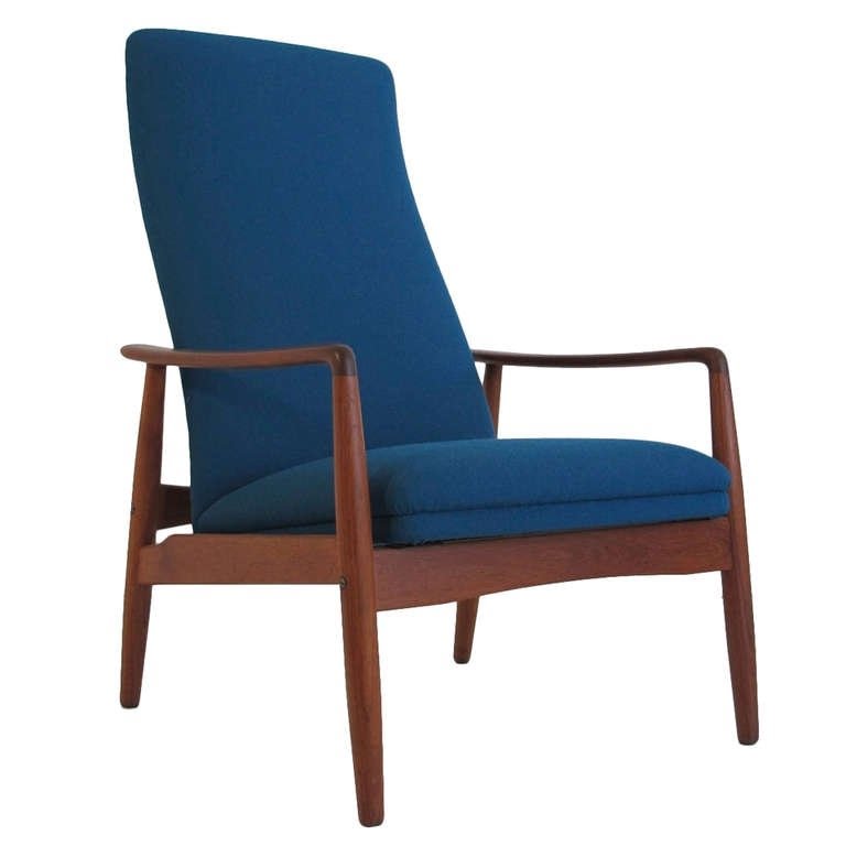Mid century danish high back reclining lounge chair