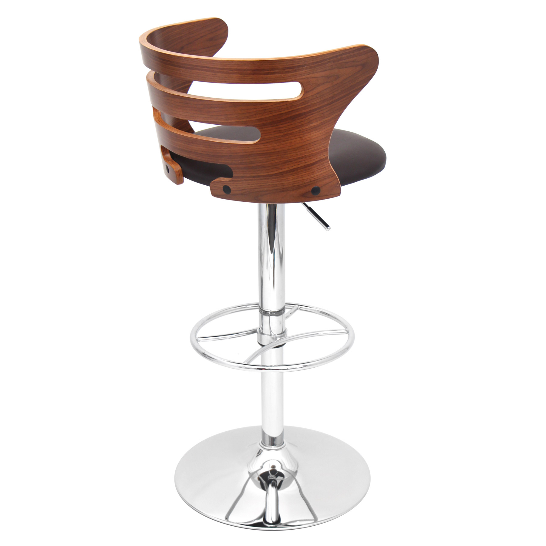 Modern Walnut Wood Chrome Hydraulic Bar Stool