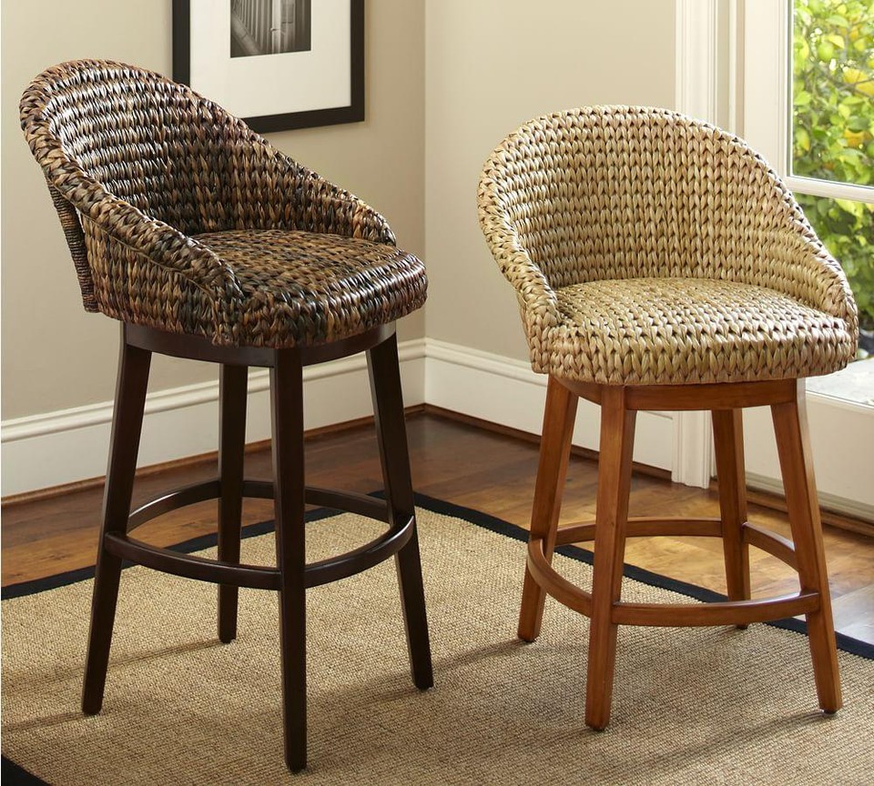 Seagrass Bucket Swivel Barstool