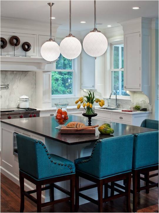 Turquoise metal bar stools