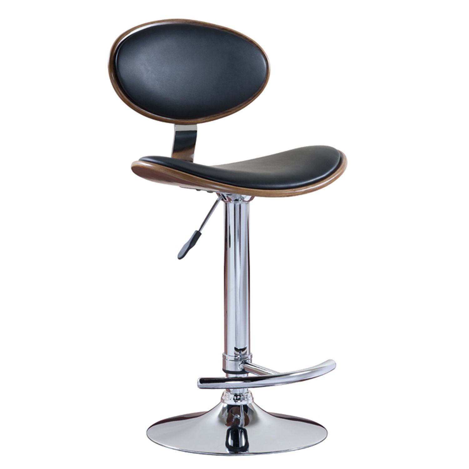 Favorite Finds Chrome Walnut Black Oval Adjustable Swivel Stool Set Of 2