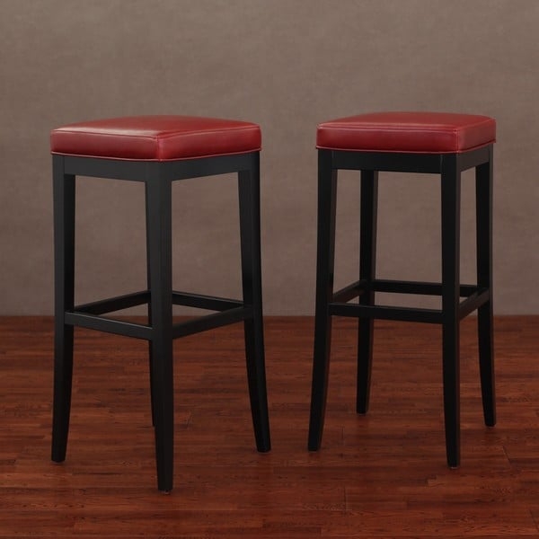 Kari burnt red leather barstools set of 2