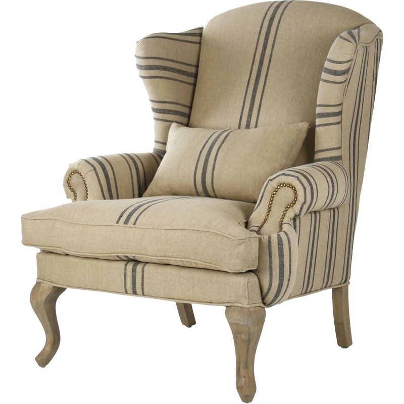 Zentique CF075 E255-3 Blue Stripe Zacharie Club Chair, Blue Stripe