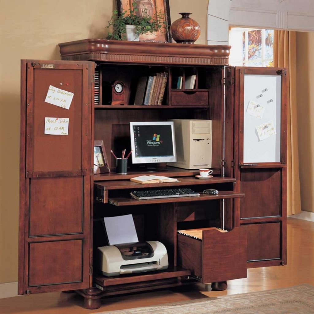 Black computer armoire
