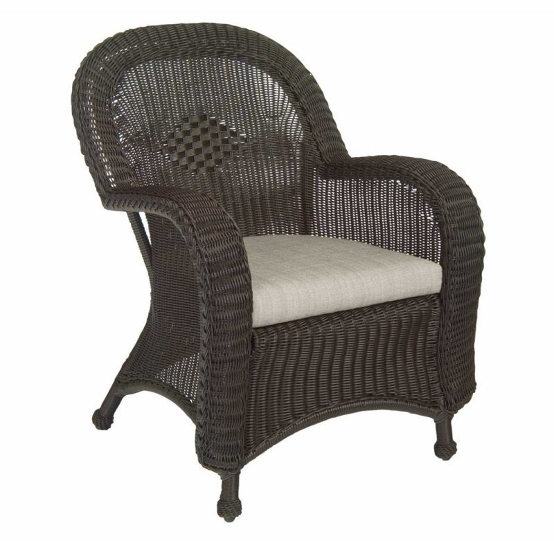 Classic Wicker Dining Arm Chair with Cushion - Arbor Gray, Weathered Gray - Frontgate, Patio Furniture