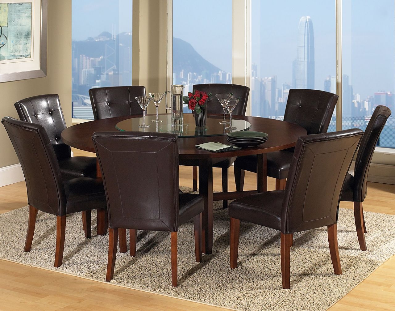 Round dining table for 8 people