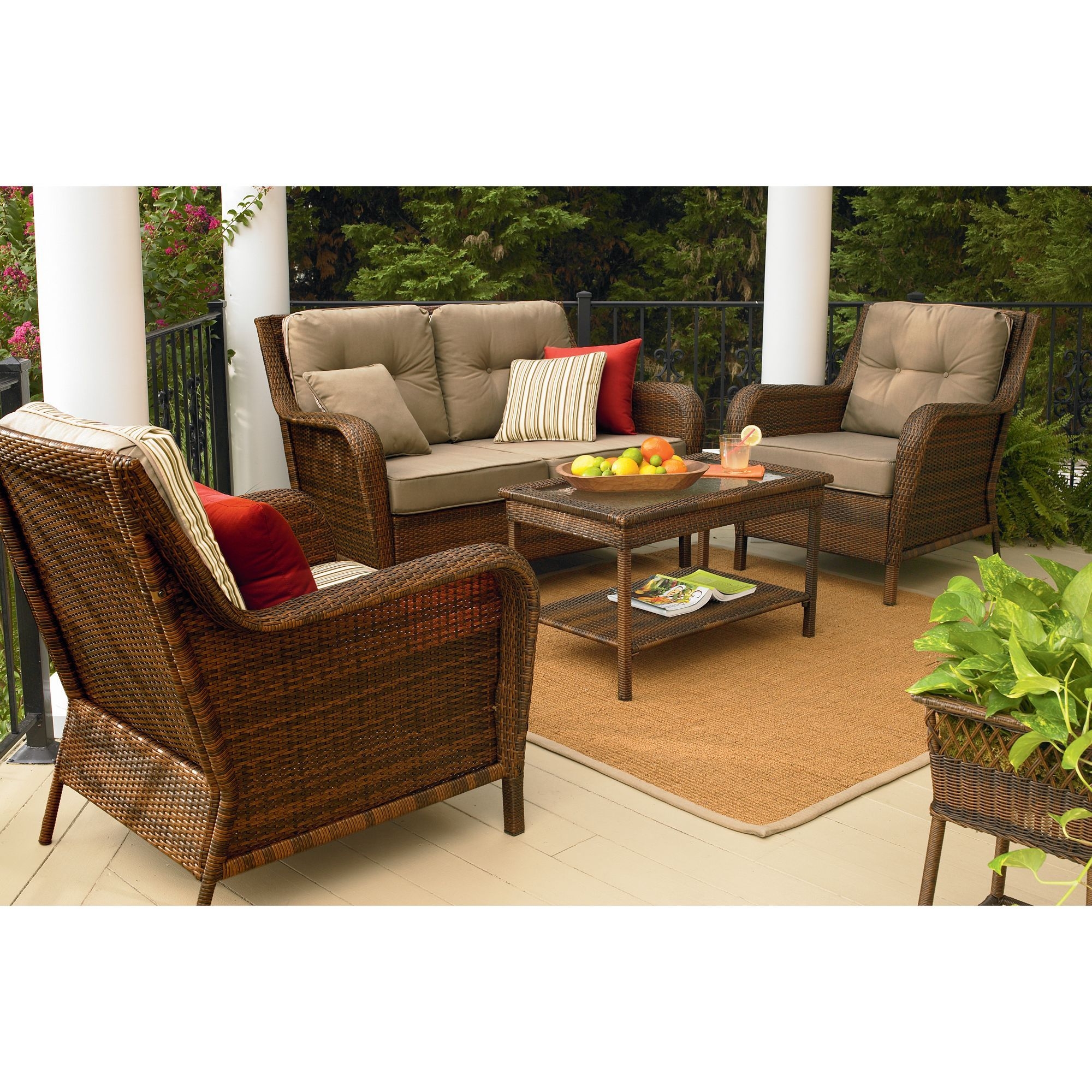 Deep seating wicker patio furniture
