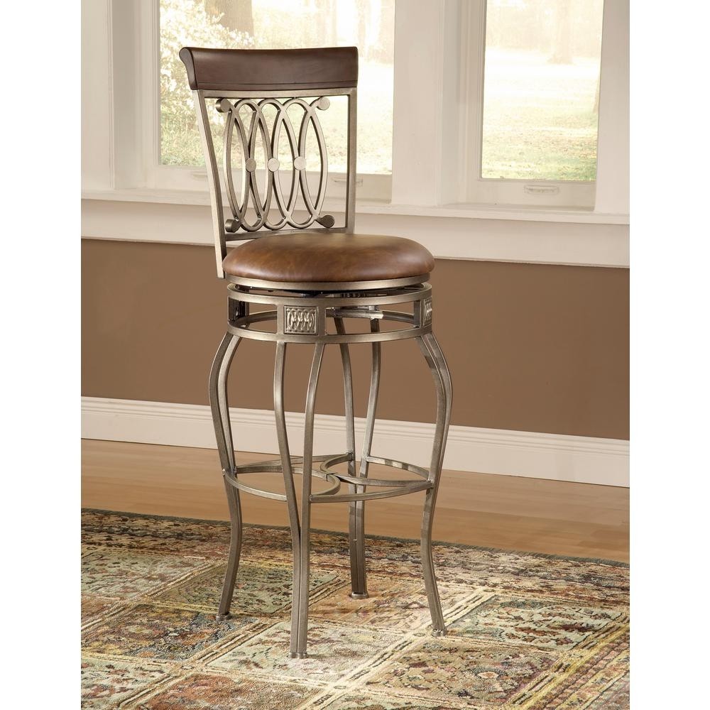 Faux Leather Wrought Iron Swivel Bar Stool