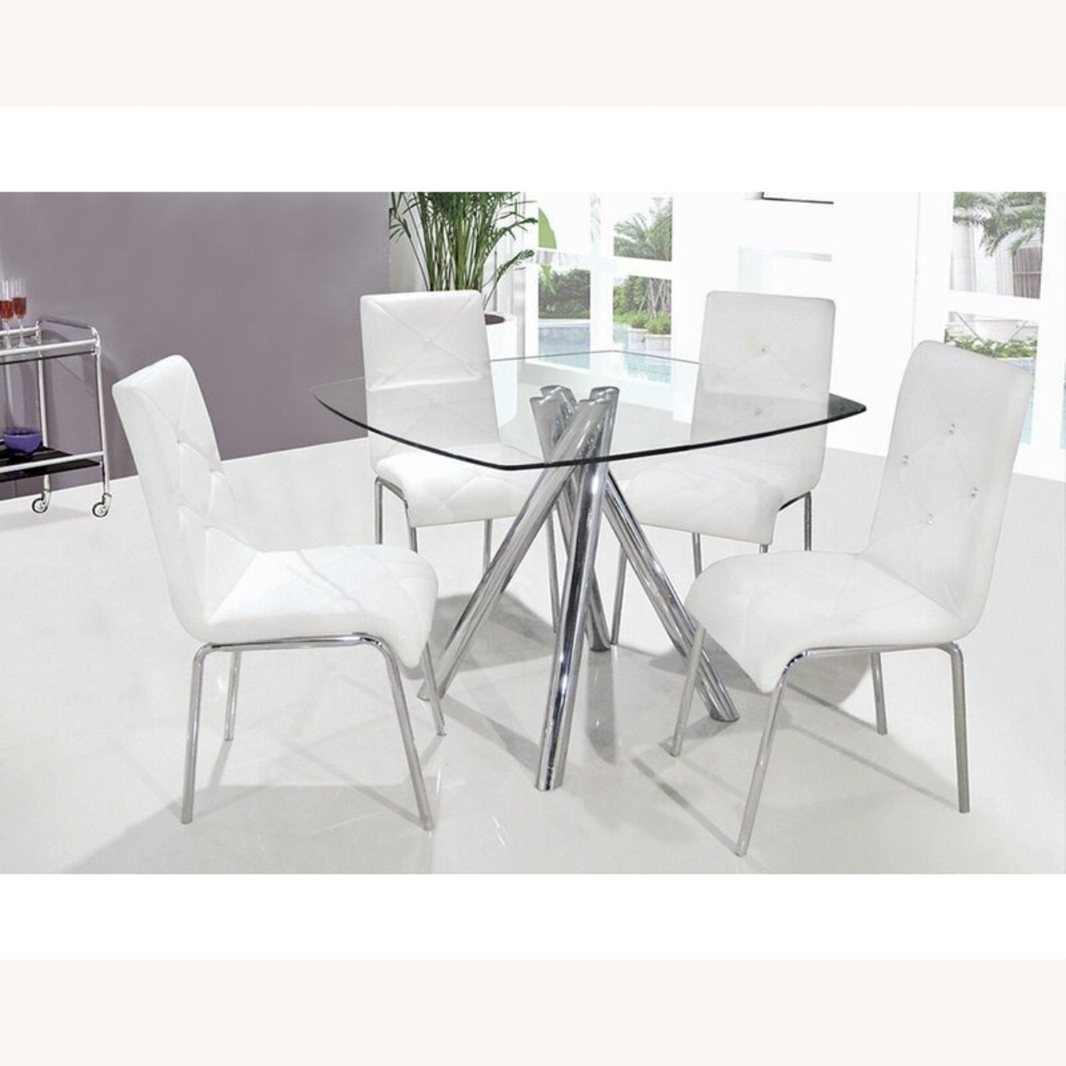 T244 - Contemporary 5 Pcs Dinette Set w/ Faux Leather Chairs (2 Colors)