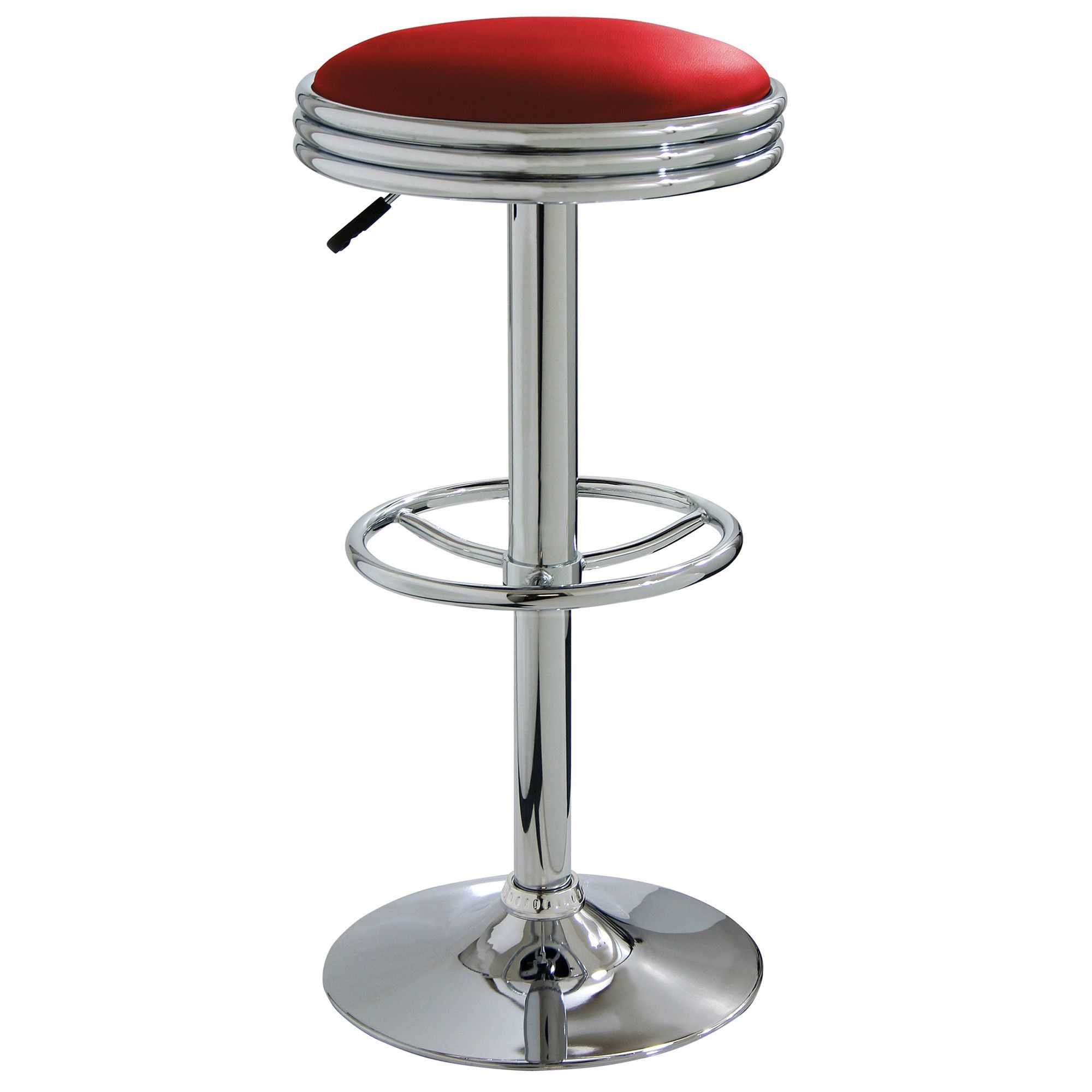 AmeriHome Kitchen Bar Game Room 3 Piece Soda Fountain Style Bar Set Black Red