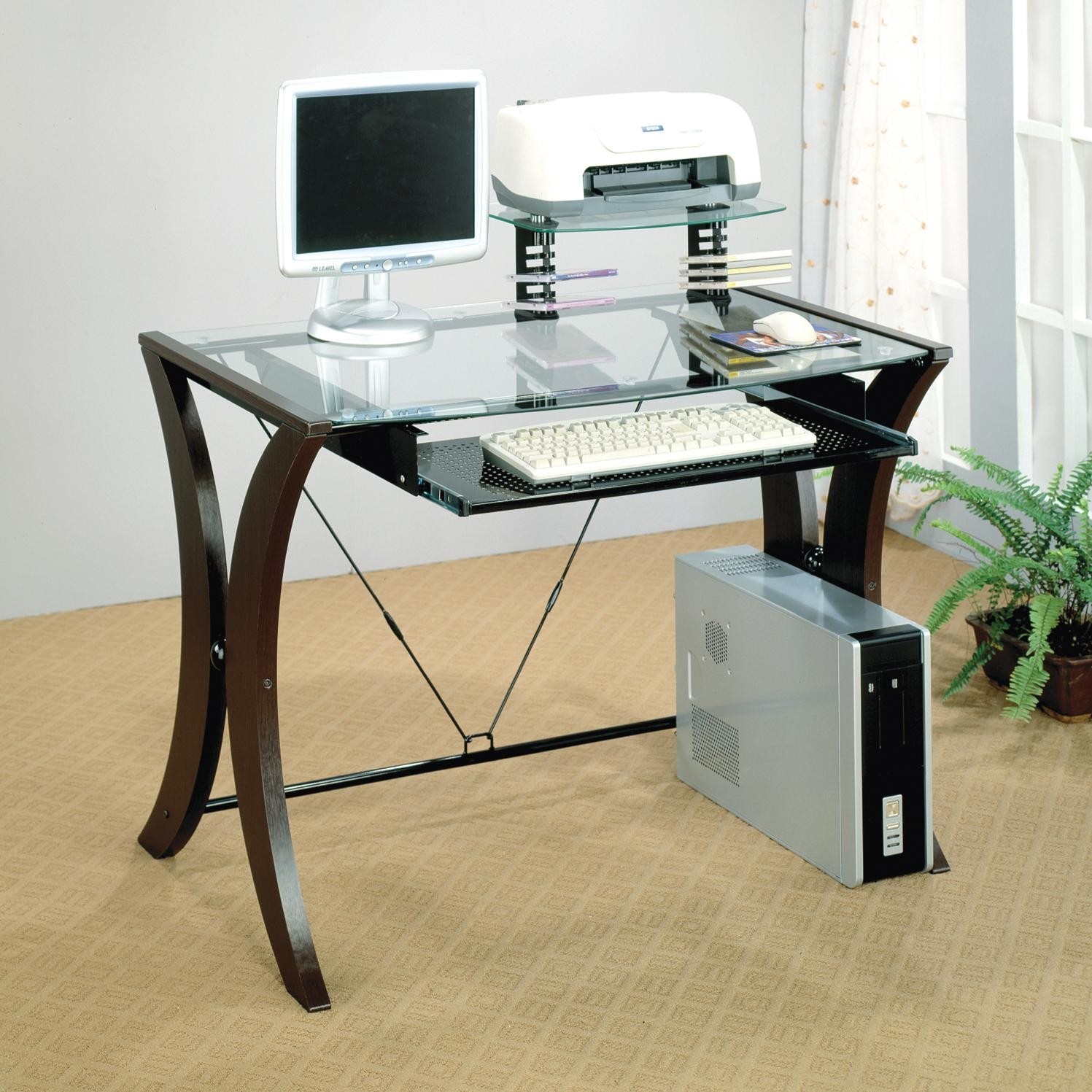 Coaster 800445 Division Table Desk with Glass Top, Cappuccino