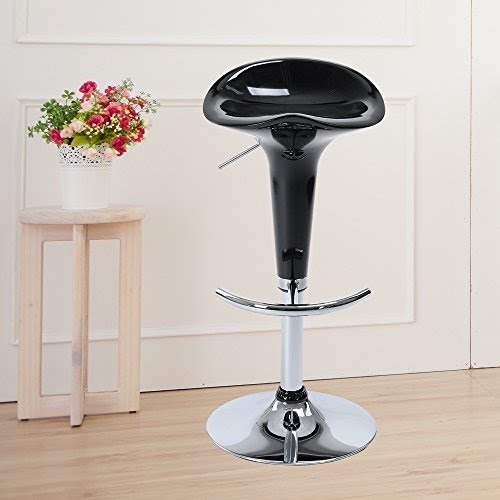 Coavas® Black Bar Stools Adjustable ABS Hydraulic Bar Stools with 2 Sets, 26-34 Inches Height