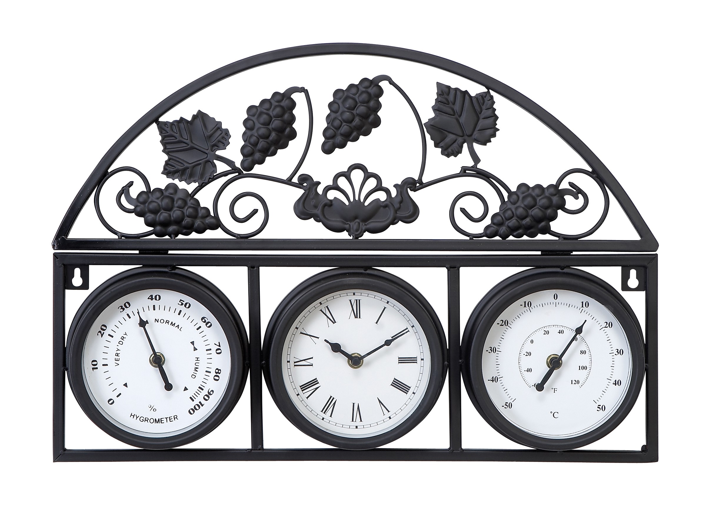 Deco 79 35416 Metal Outdoor Clock Thermometer, 21 by 14-Inch