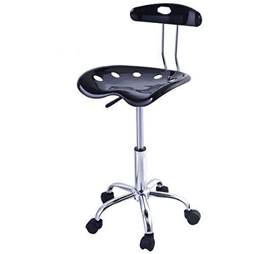 Giantex ABS Tractor Seat Adjustable Bar Stools Swivel Chrome Kitchen Breakfast (Black)