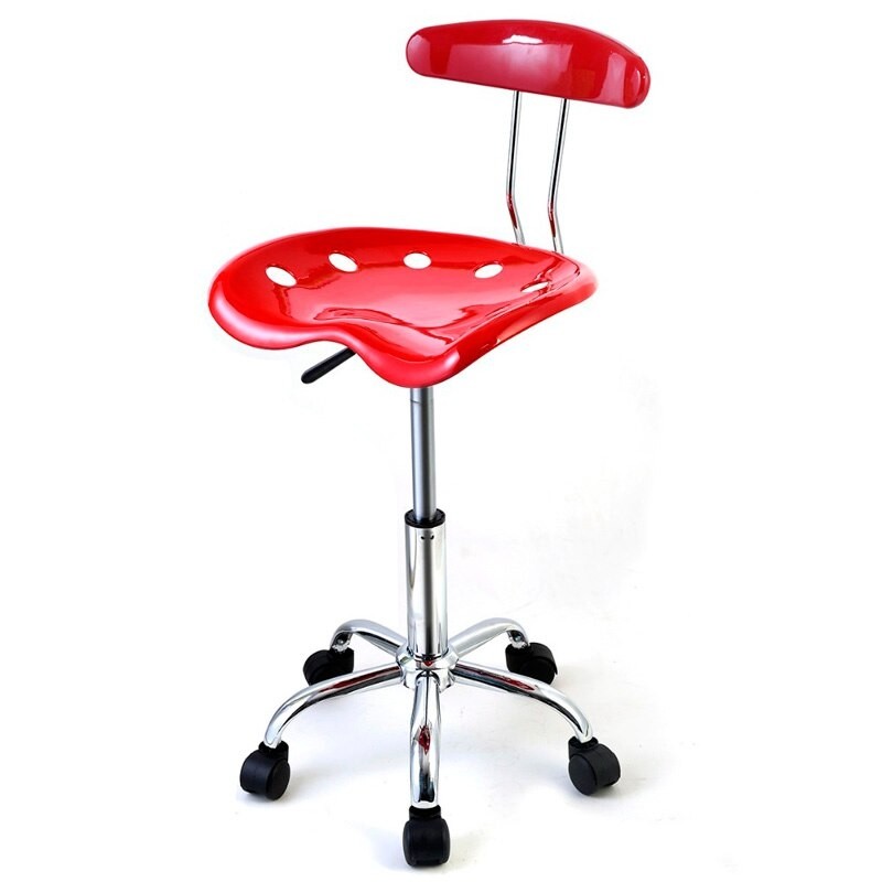 Giantex ABS Tractor Seat Adjustable Bar Stools Swivel Chrome Kitchen Breakfast (Red)