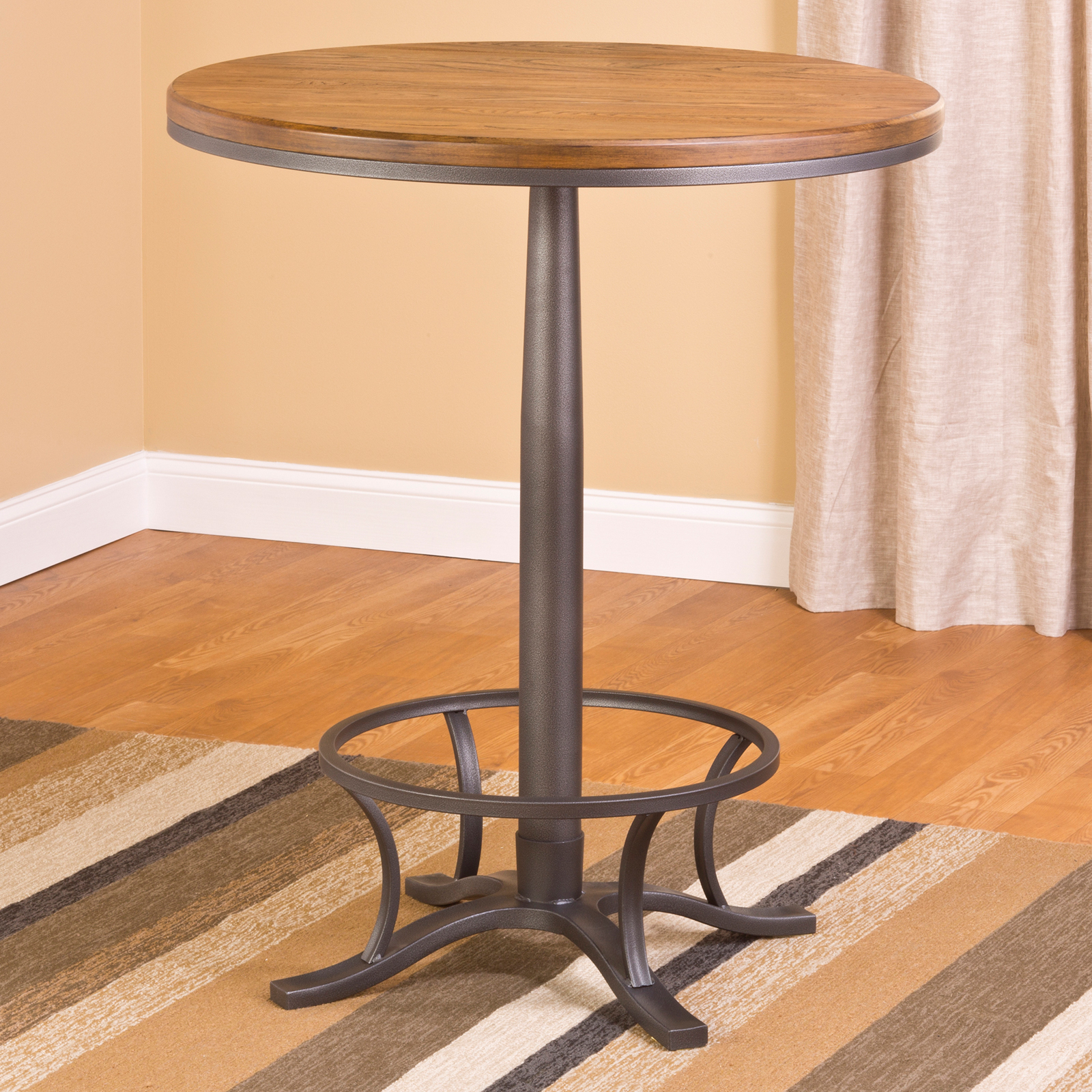 Hillsdale Furniture Hillsdale Westview Bar Height Bistro Table - Steel /Oak, Steel Gray And Black Oak, Metal