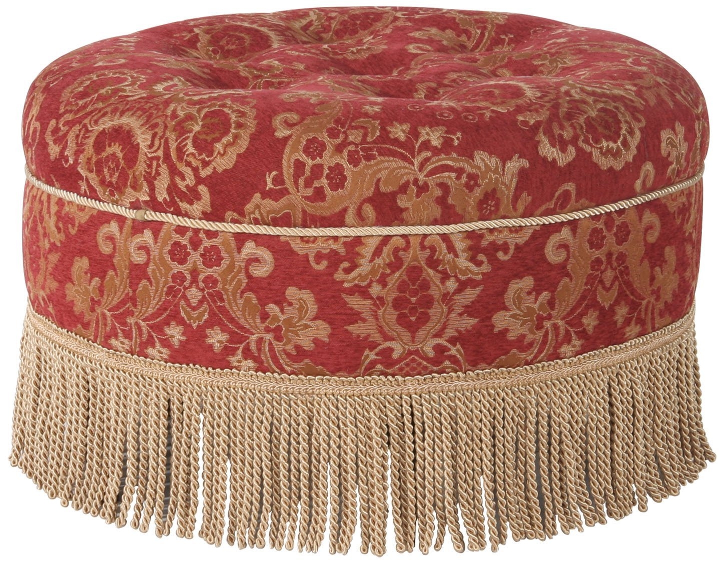 Jennifer Taylor Bacara Round Ottoman, Brick Red