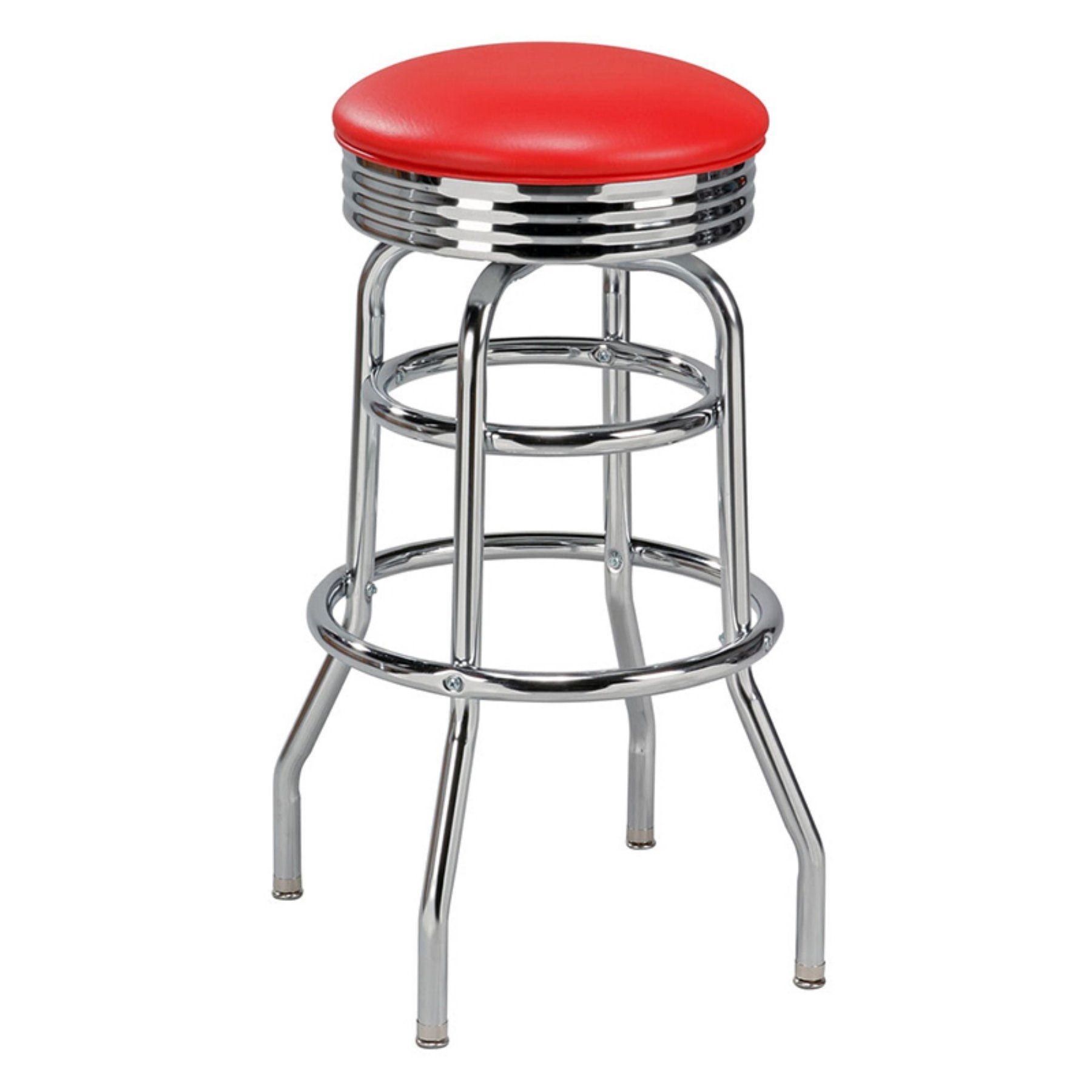 Regal Caracau 30"" High Round Backless Chrome Swivel Bar Stool