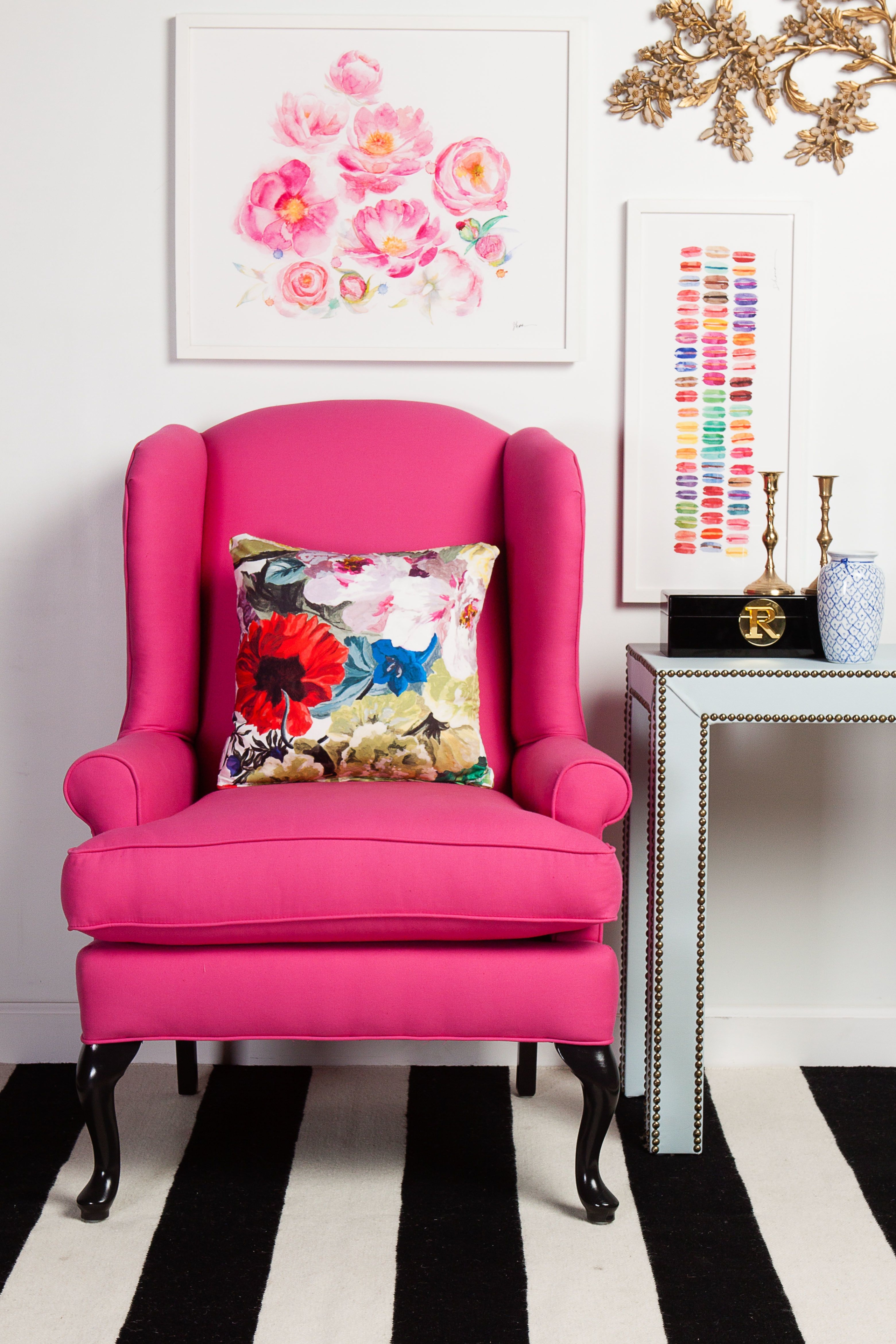 Hot pink accent chair