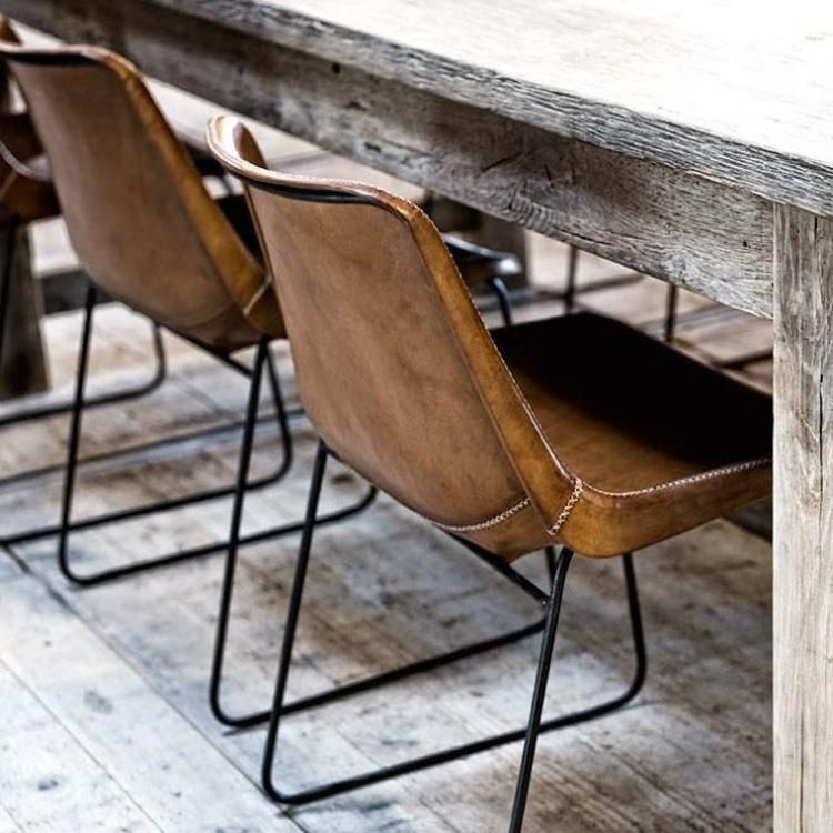 Metal and leather chairs