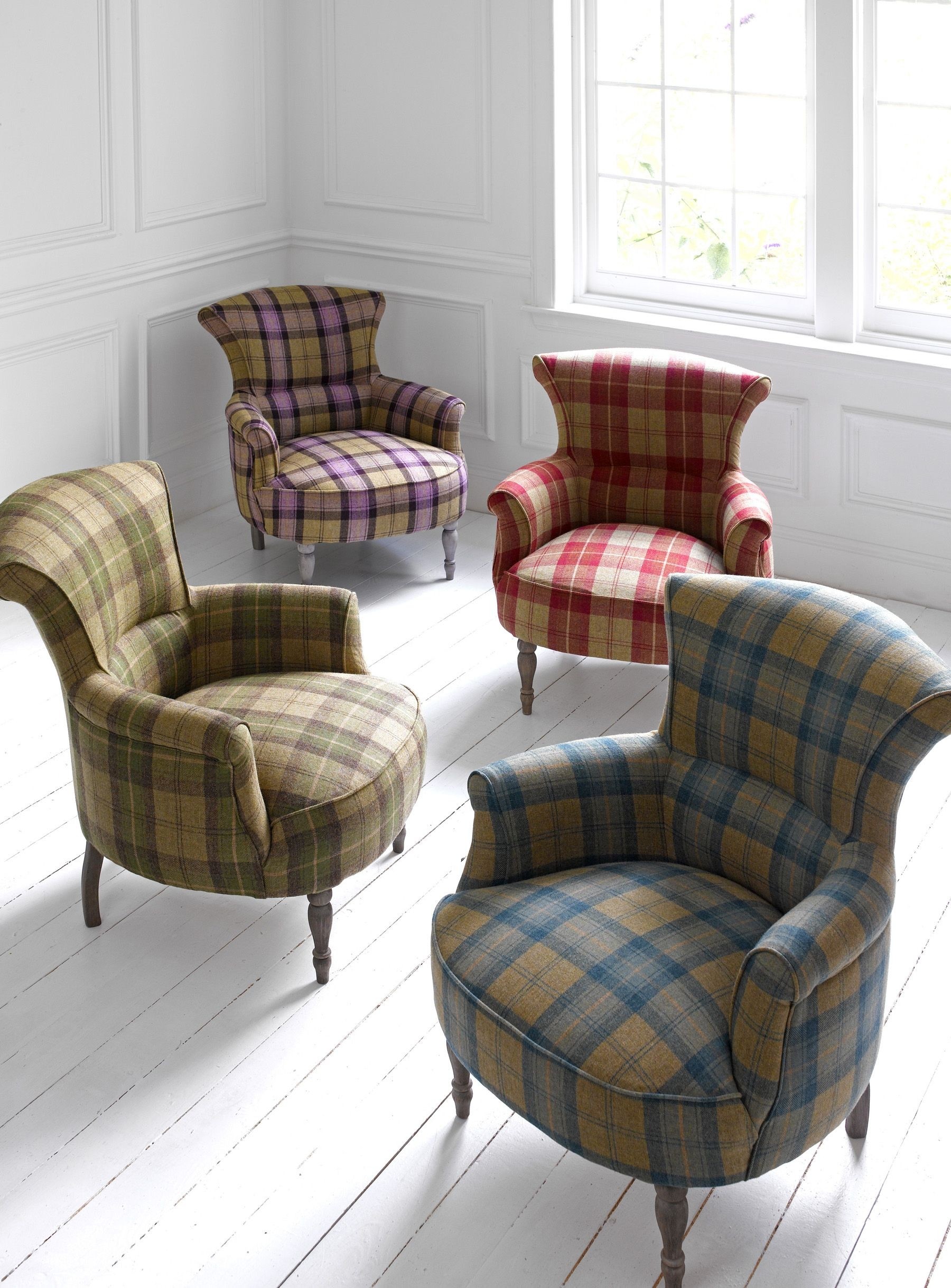 Plaid wingback chair