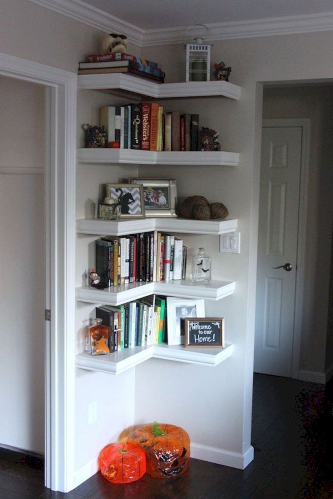 Corner floating shelves