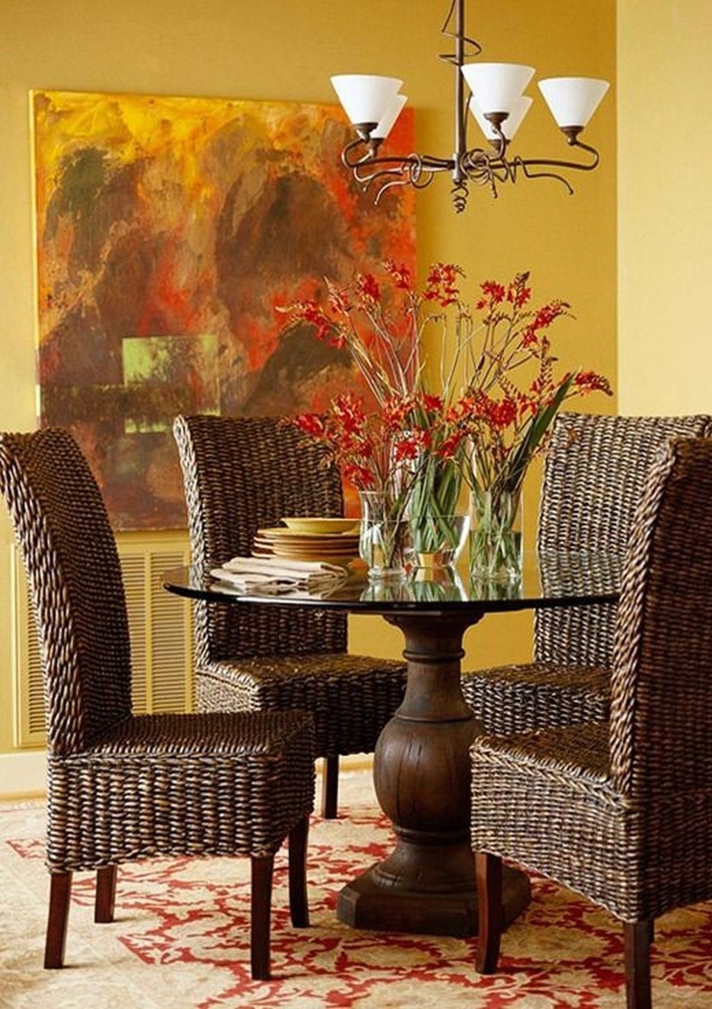 Glass top round kitchen table sets 1