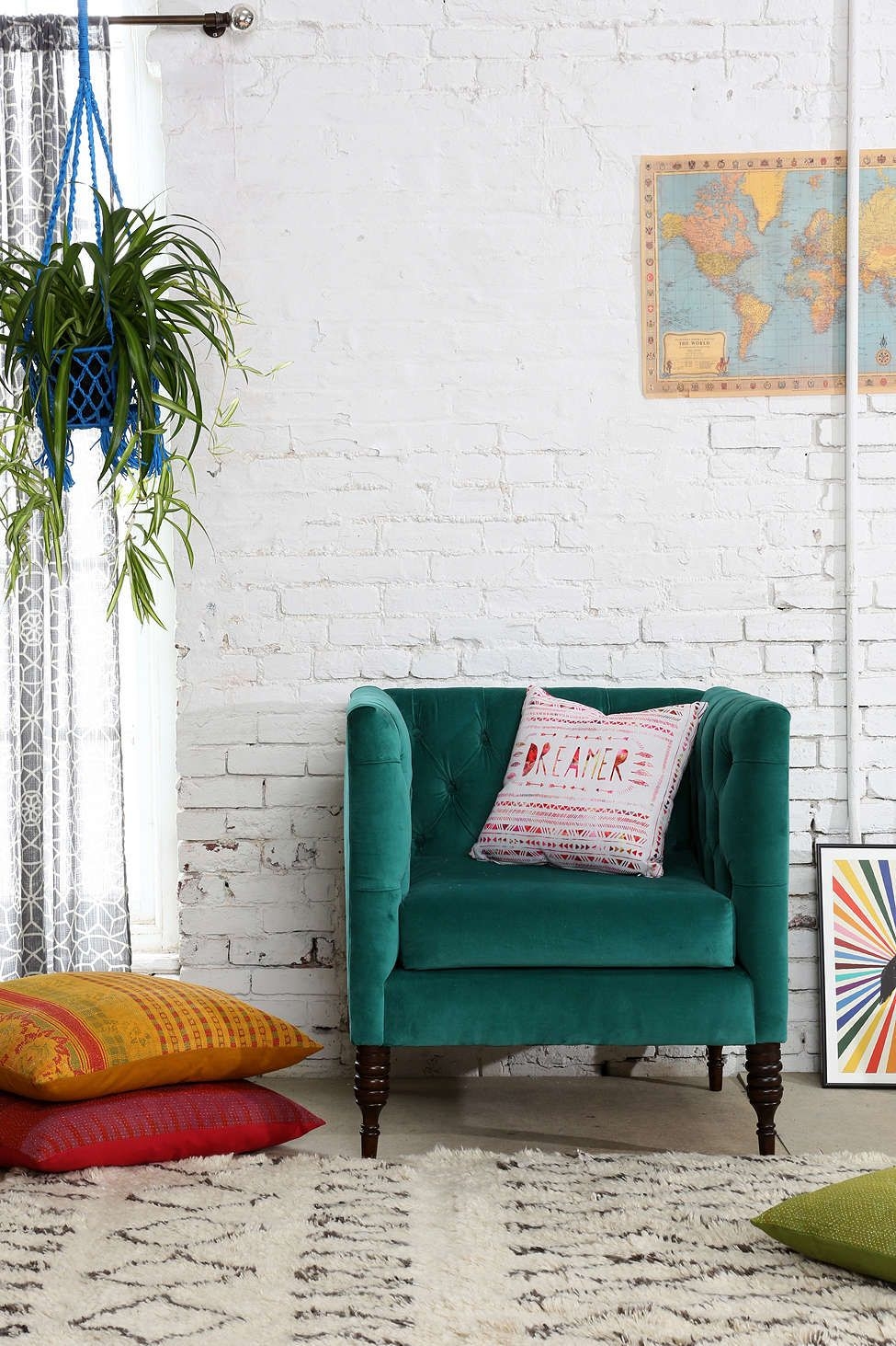 Green velvet chair