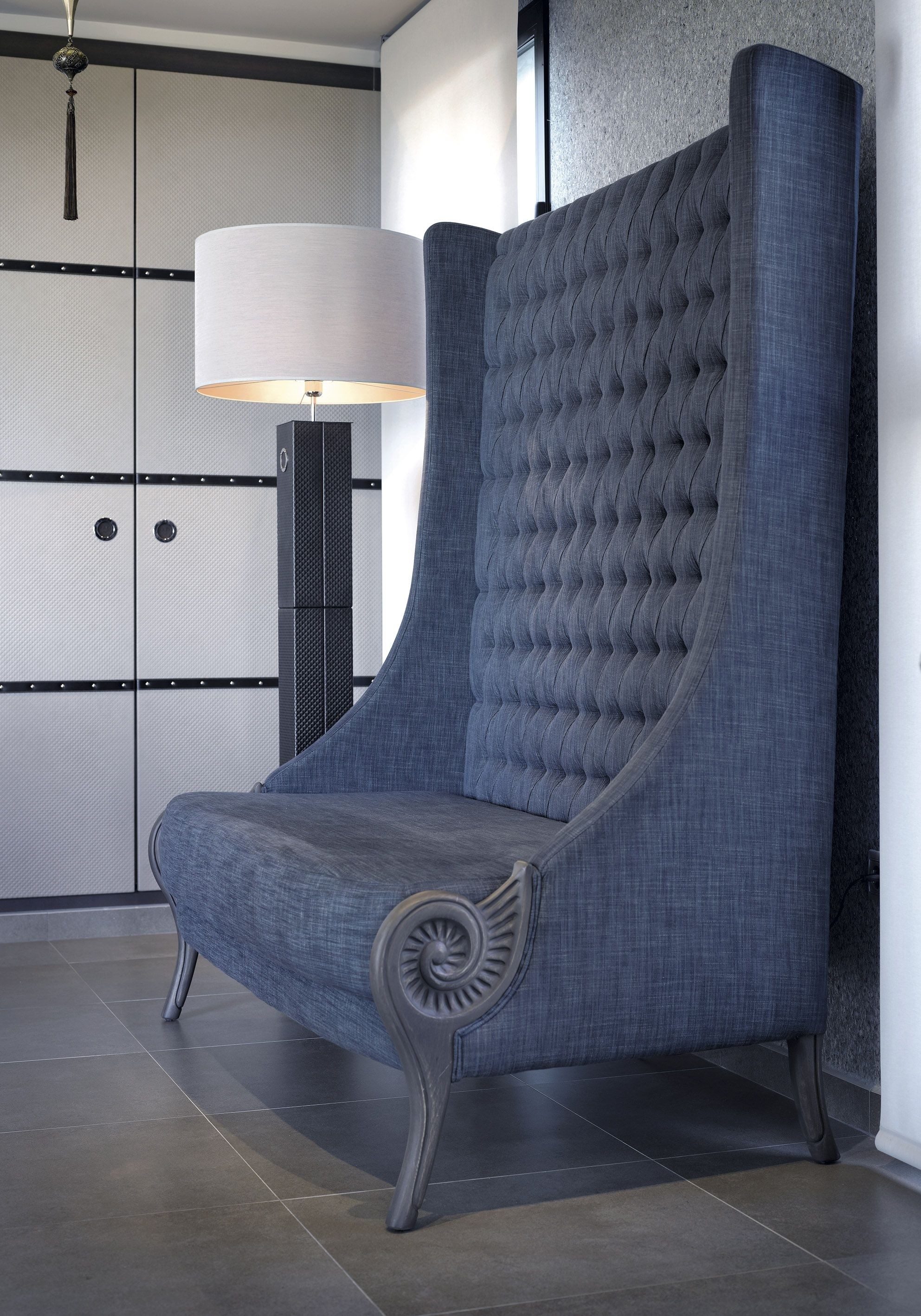 High back tufted sofa