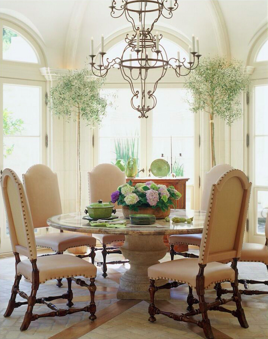 Round marble dining table set