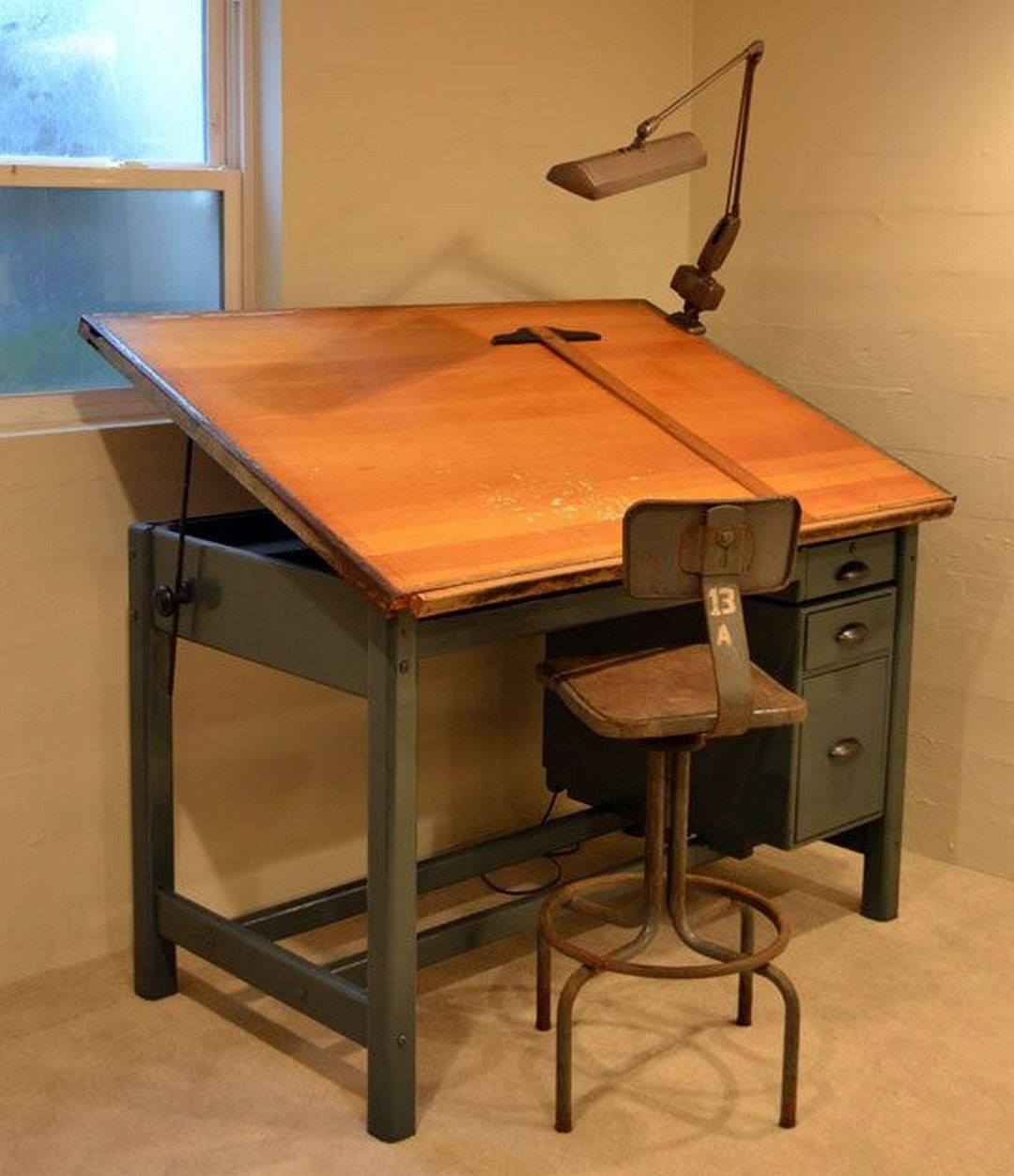 Vintage industrial tilt top drafting