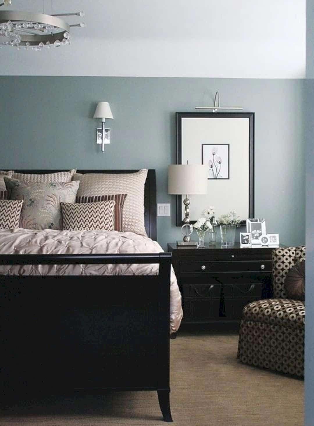 Brown furniture grey walls
